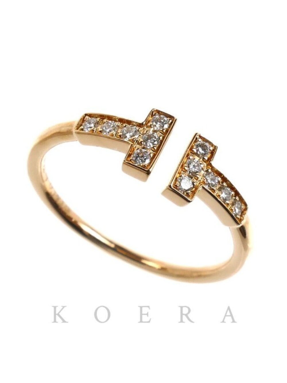 Tiffany & Co 18k Pink Gold T Wire Diamond Ring